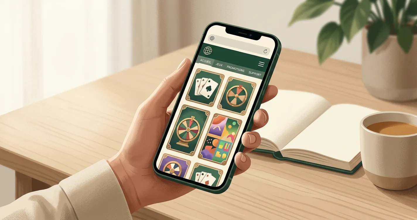 Illustration générique d'un smartphone affichant un casino dans un navigateur mobile